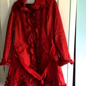 Red Ruffled Trench coat or jacket
